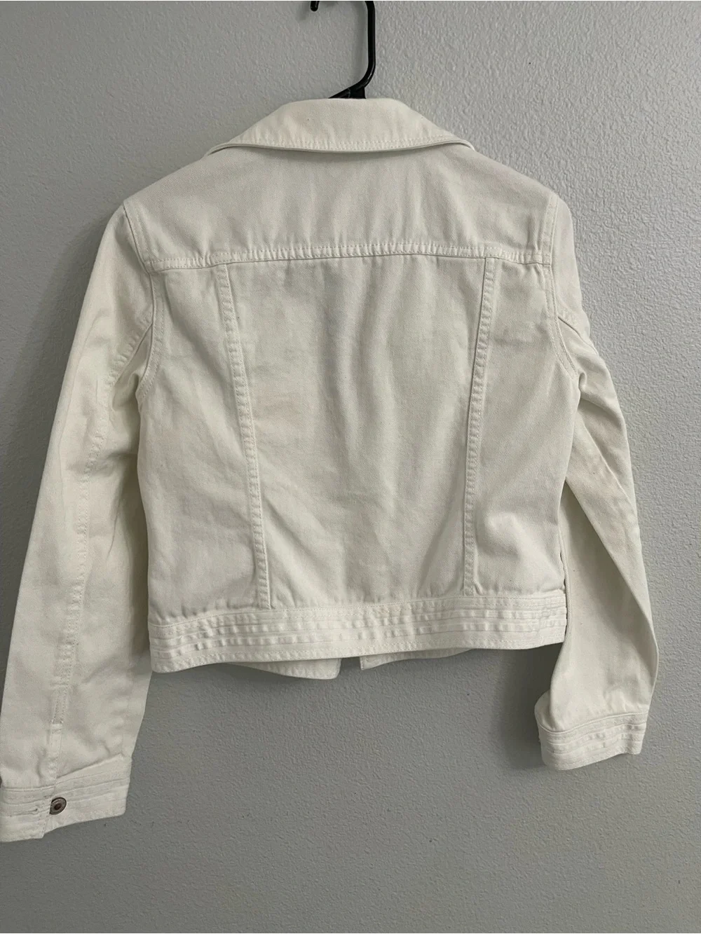 Liz Claiborne Cream White Denim Trucker Jacket 100% Cotton Size Medium - Picture 9 of 11
